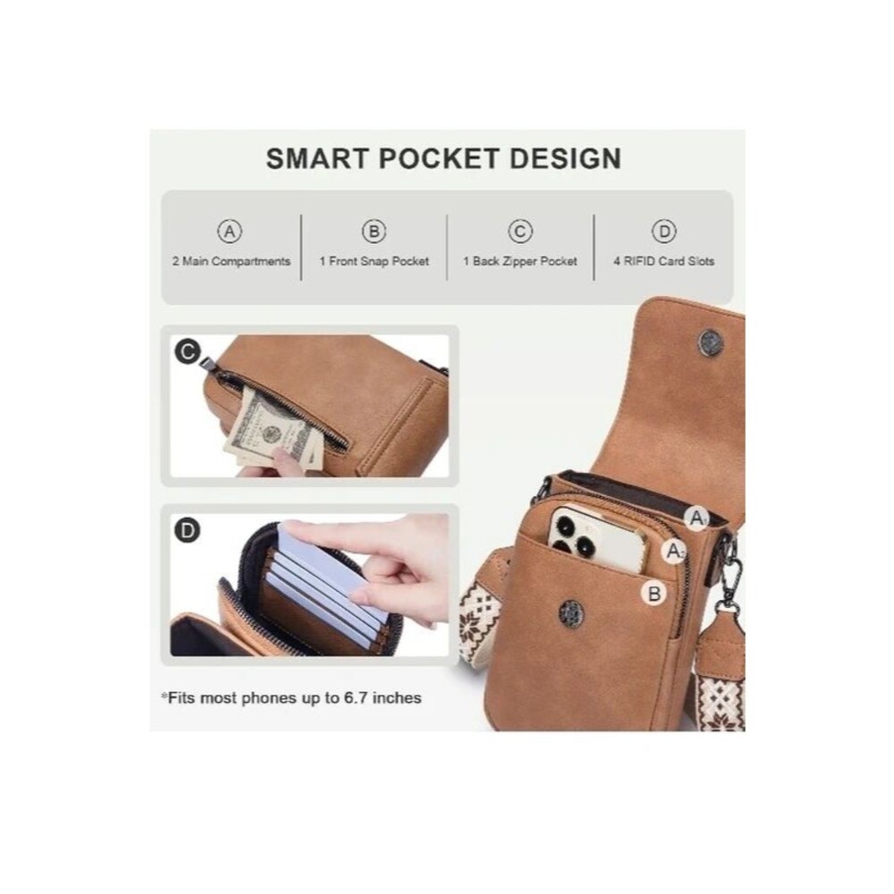 Small Vegan Leather Crossbody Phone Purse - Picture 11 of 12